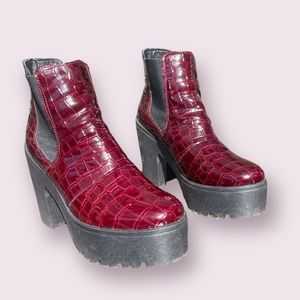 Top shop platform burgundy size 8